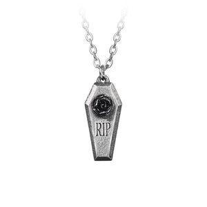 RIP Coffin Rose Necklace