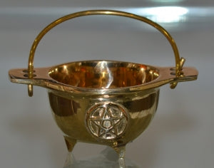Solid Brass Pentacle Cauldron